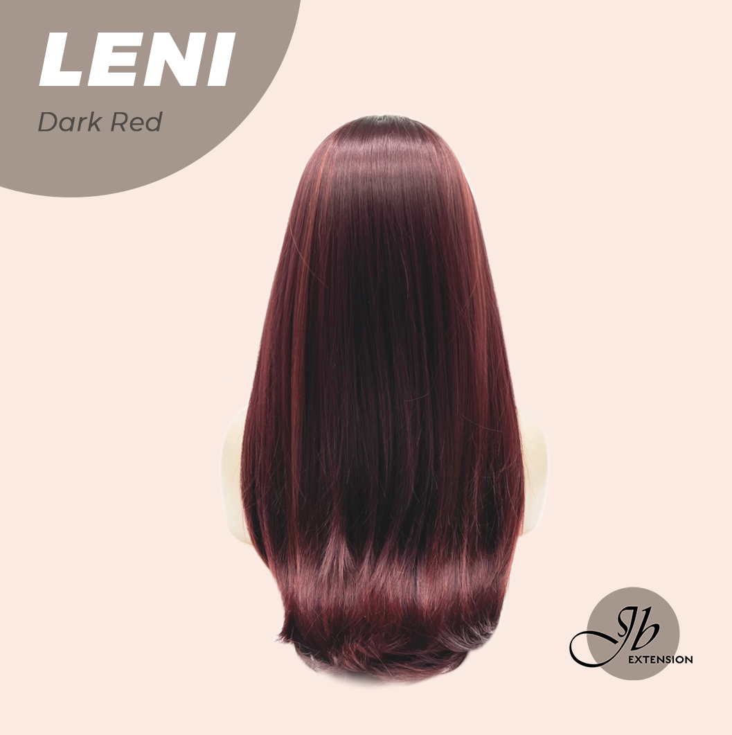 JBEXTENSION 22 Inches Dark Red Fashion Wig with Bangs LENI DARK RED