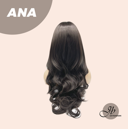 JBEXTENSION 27 Inches Long Curly Midnight Brown( Black/Brown) Wig with Bangs ANA