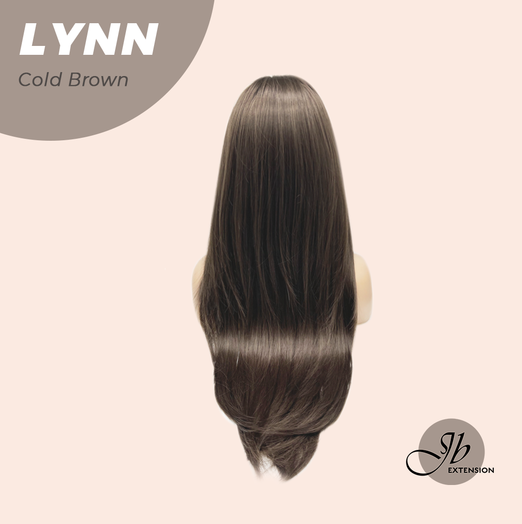 JBEXTENSION 28 Inches Long Straight Cold Brown Wig with Bangs LYNN COLD BROWN