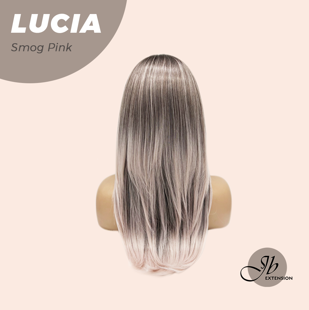 JBEXTENSION 21 Inches Natural Style Smog Pink Wig with Bangs LUCIA SMOG PINK