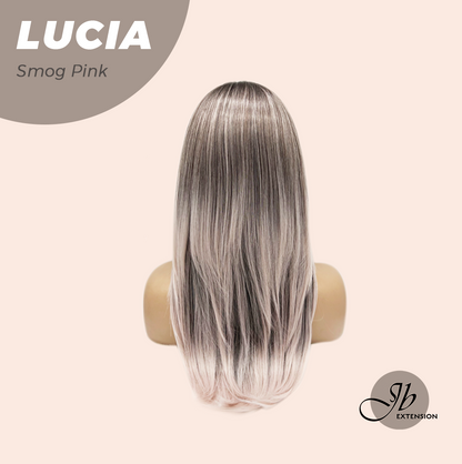 JBEXTENSION 21 Inches Natural Style Smog Pink Wig with Bangs LUCIA SMOG PINK