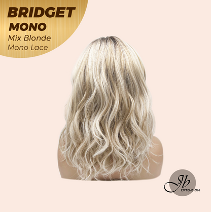JBEXTENSION BRIDGET MONO Monofilament Handmade Wig 6X5 Full Monofilament Hand Tied Top Wig 15 Inches Mix Blonde Mono Lace Wig With Anti-slip Silicone Strips Glueless Wig BRIDGET MONO MIX BLONDE【BENDY EAR TABS
