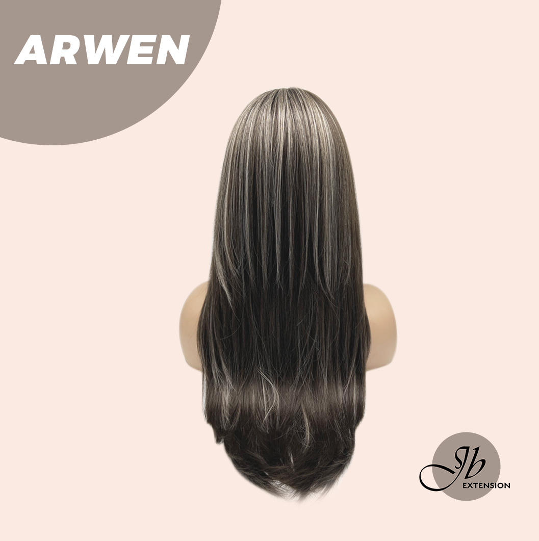 [FINAL SALE] JBEXTENSION 24 Inches Dark Brown with Grey Highlight Wig ARWEN