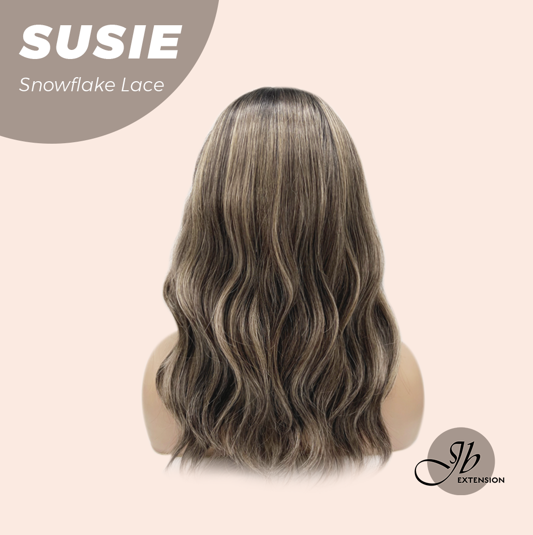 JBEXTENSION 16 Inches Dark Hazelnut Pre-Cut Arc Snowflake Lace Frontlace Glueless Wig SUSIE SNOWFLAKE【BENDY EAR TABS】