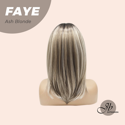JBEXTENSION 16 Inches Straight Ash Blonde Wig with Bangs FAYE ASH BLONDE