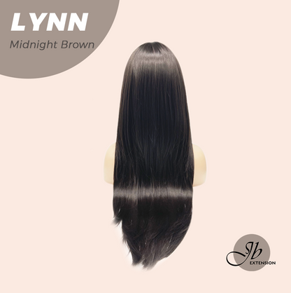 JBEXTENSION 28 Inches Long Straight Midnight Brown(Black/Brown) Wig with Bangs LYNN MIDNIGHT BROWN