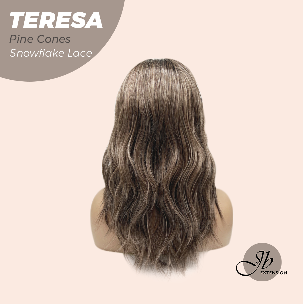 JBEXTENSION 18 Inches Pine Cones Pre-Cut Snowflake Lace Frontlace Glueless Wig TERESA PINE CONES【PERMATEASE】【BENDY EAR TABS】- M/L