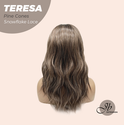 JBEXTENSION 18 Inches Pine Cones Pre-Cut Snowflake Lace Frontlace Glueless Wig TERESA PINE CONES【PERMATEASE】【BENDY EAR TABS】- M/L