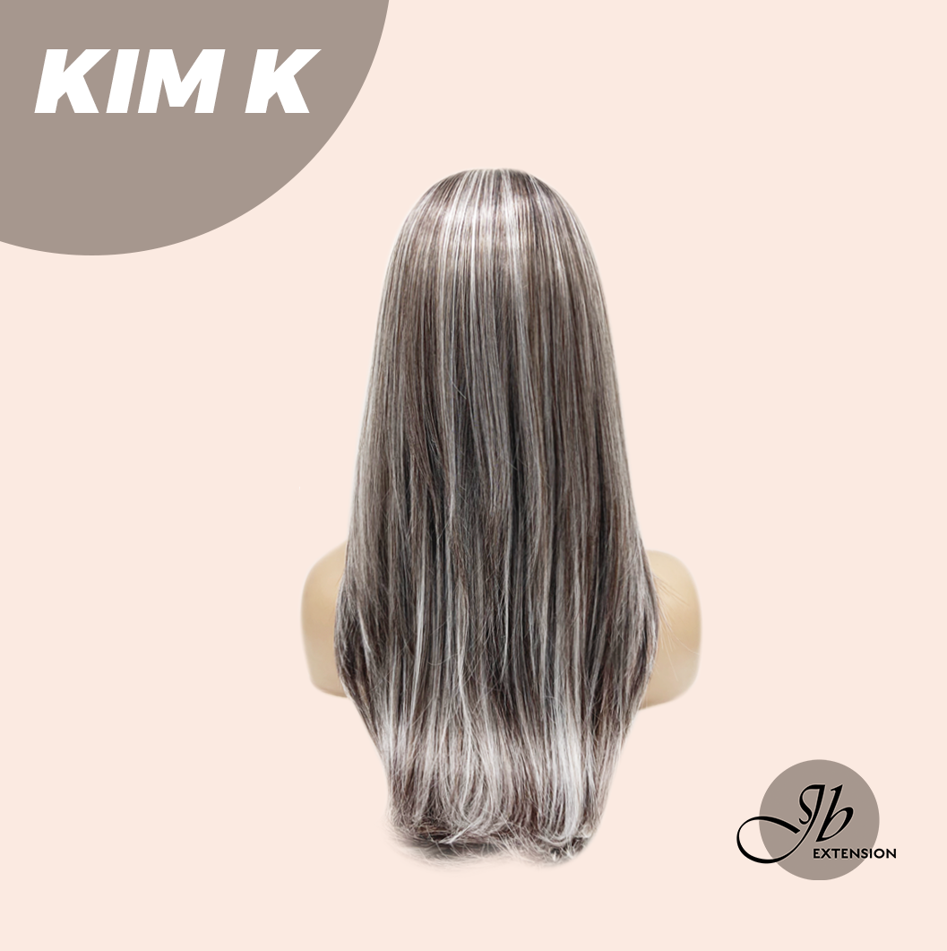 JBEXTENSION 22 Inches Straight Grey Brown Silver Ombre Headband Wig KIM K