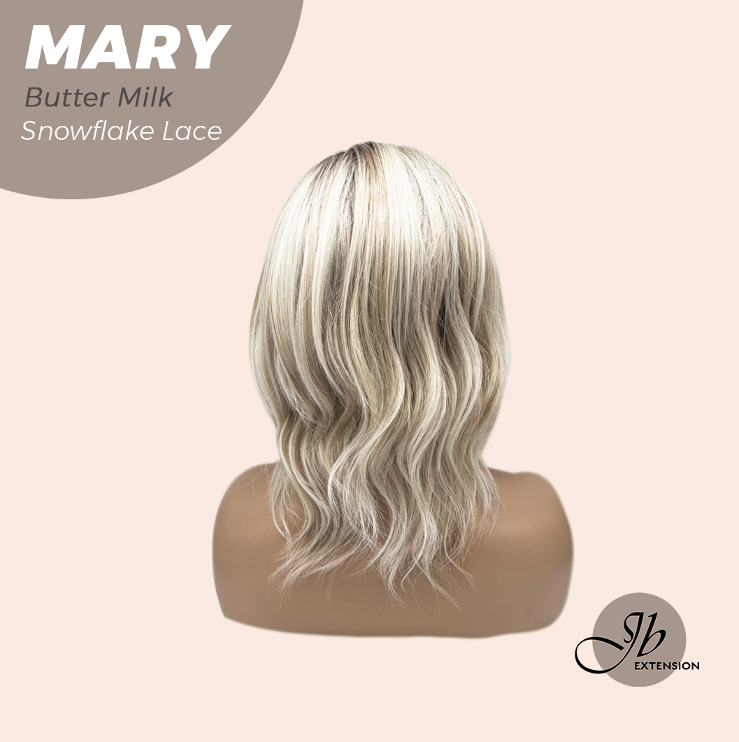 JBEXTENSION 14 Inches Butter Milk Pre-Cut Side Part Snowflake Lace Frontlace Glueless Wig MARY BUTTER MILK【BENDY EAR TABS】- S/M