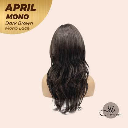 JBEXTENSION APRIL MONO Monofilament Handmade Wig 6X5 Full Monofilament Hand Tied Top Wig 18 Inches Dark Brown Mono Lace Wig With Anti-slip Silicone Strips Glueless Wig APRIL MONO DARK BROWN【BENDY EAR TABS】
