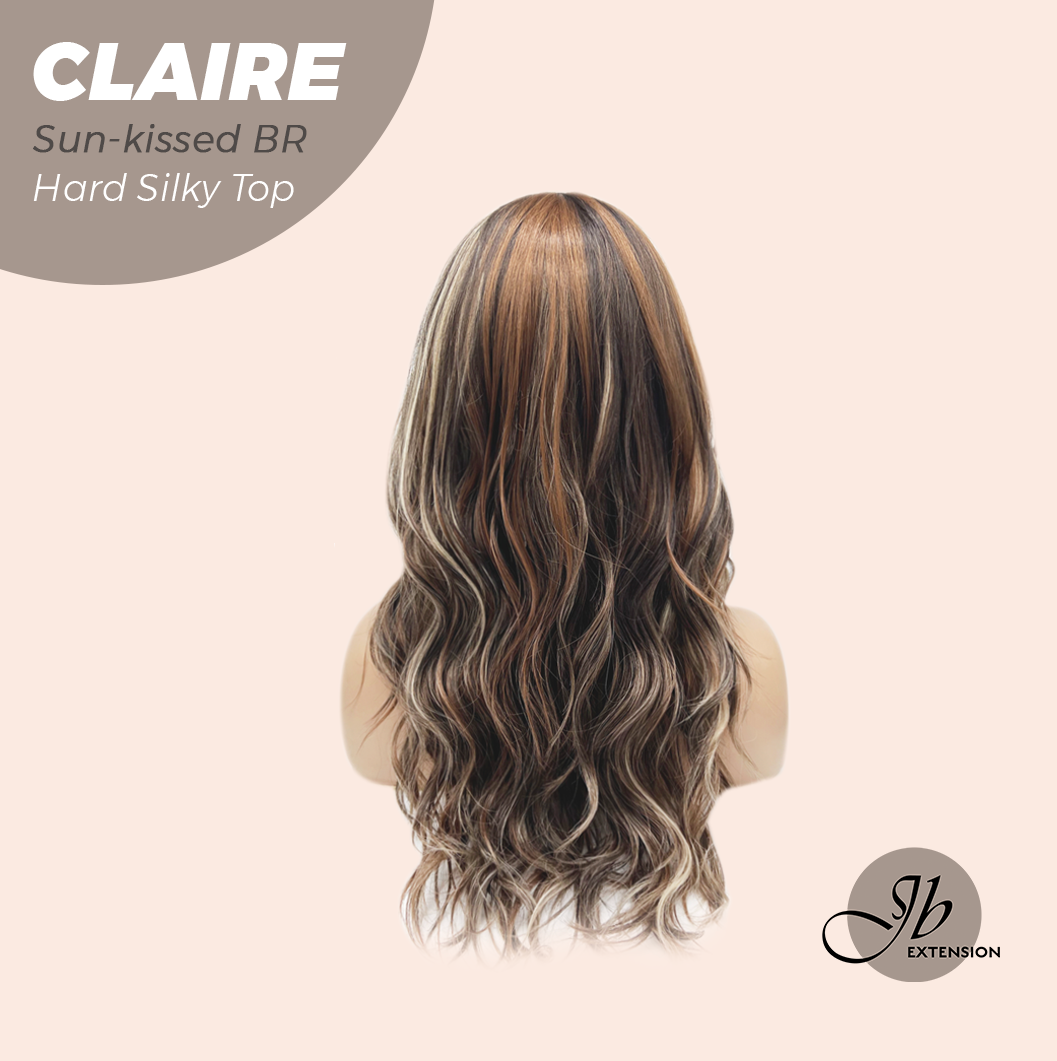 JBEXTENSION 22 Inches Scalpiana Sun-Kissed Brown 3.5X4 Hard Silky Top Natural Scalp Effect Women Wig with Bangs CLAIRE SILKY TOP - SUN KISSED BROWN