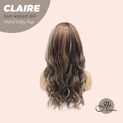 JBEXTENSION 22 Inches Scalpiana Sun-Kissed Brown 3.5X4 Hard Silky Top Natural Scalp Effect Women Wig with Bangs CLAIRE SILKY TOP - SUN KISSED BROWN