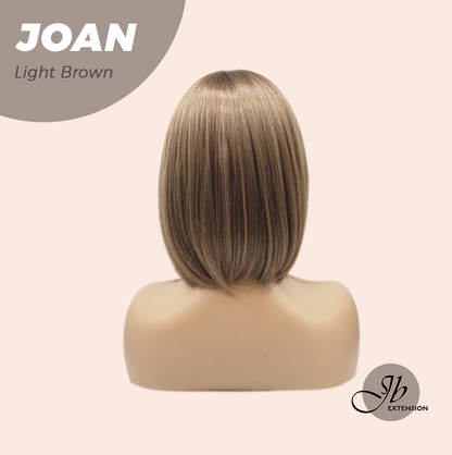JBEXTENSION 10 Inches Bob Cut Light Brown Wig with Bangs JOAN LIGHT BROWN