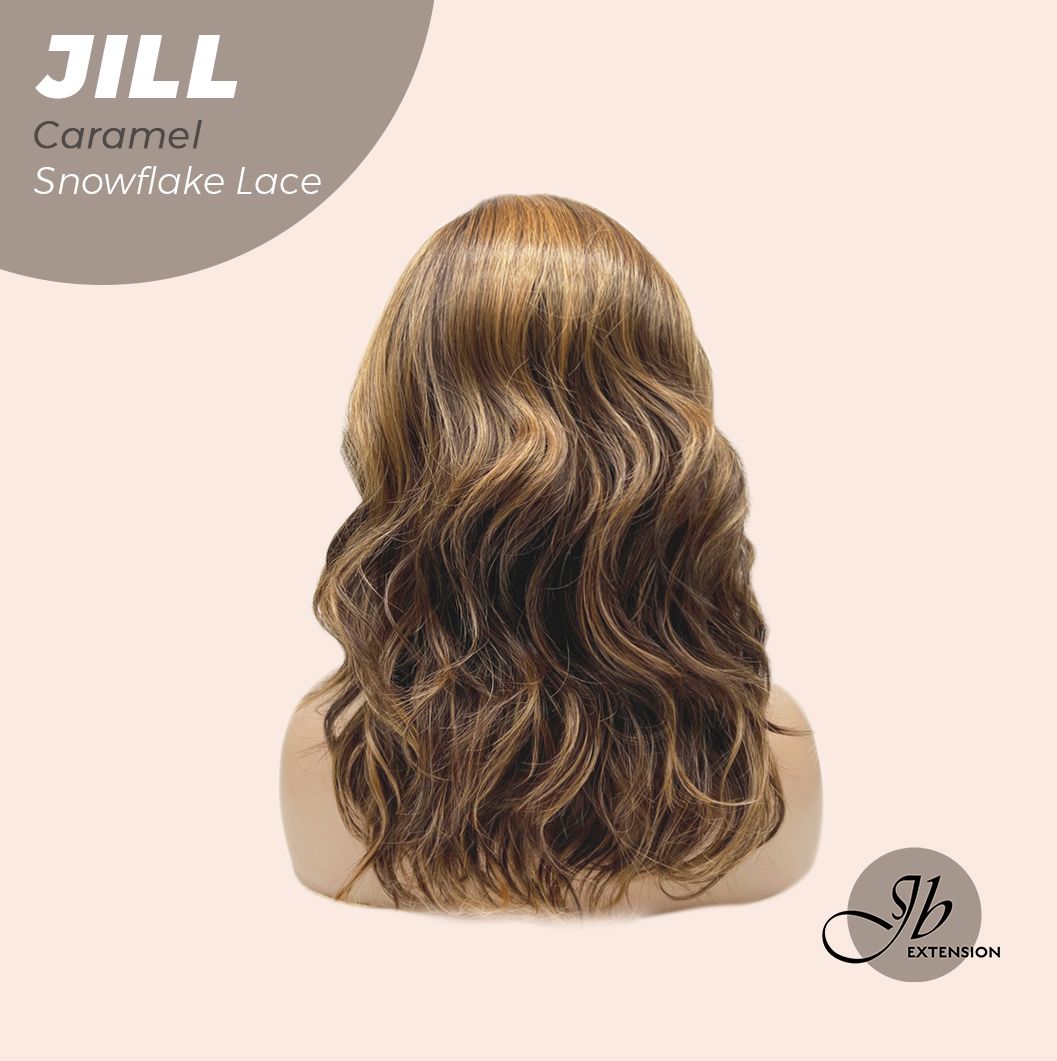 [FINAL SALE] JBEXTENSION 16 Inches Curly Caramel Pre-Cut Side Part Snowflake Lace Frontlace Glueless Wig JILL CARAMEL【BENDY EAR TABS】- M/L