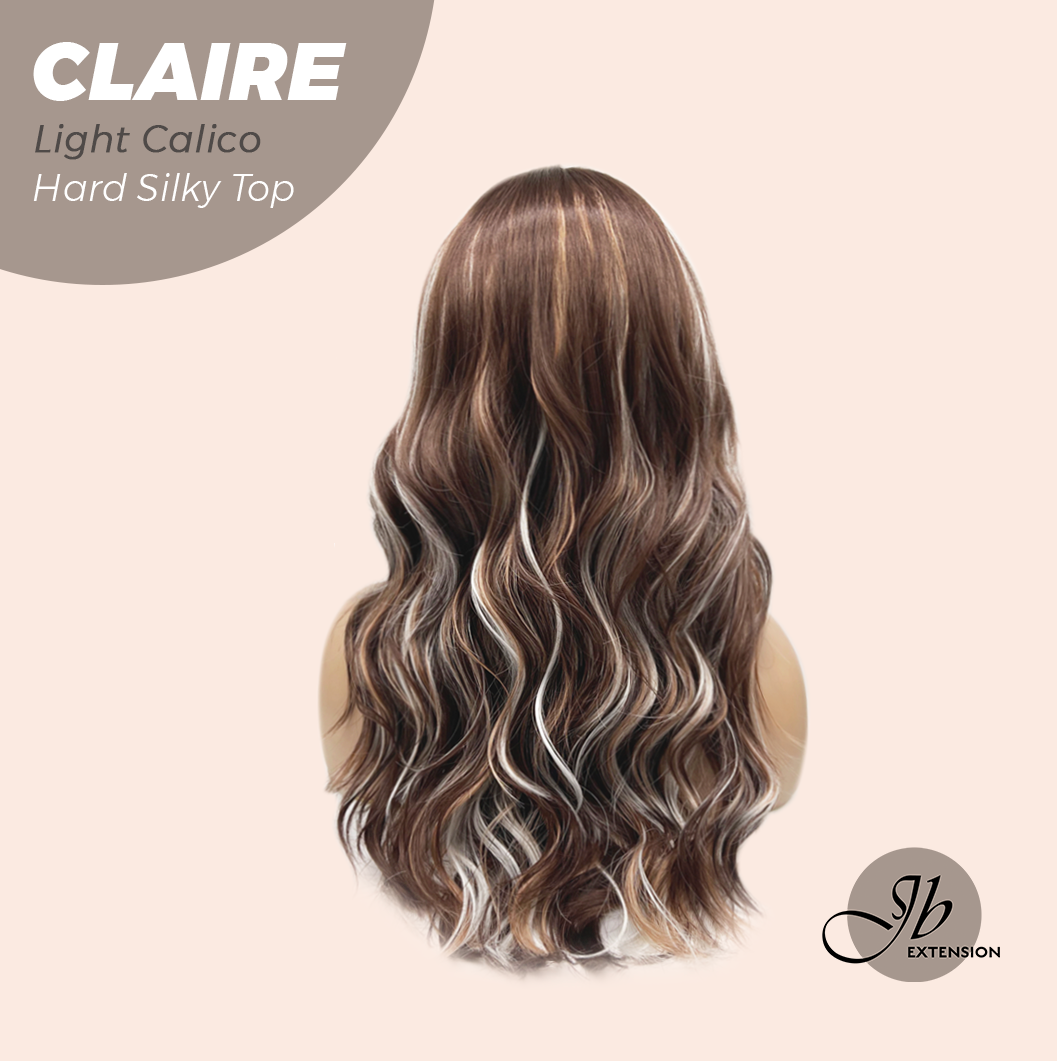 JBEXTENSION 22 Inches Scalpiana Light Calico 3.5X4 Hard Silky Top Natural Scalp Effect Women Wig with Bangs CLAIRE SILKY TOP - LIGHT CALICO