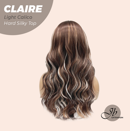 JBEXTENSION 22 Inches Scalpiana Light Calico 3.5X4 Hard Silky Top Natural Scalp Effect Women Wig with Bangs CLAIRE SILKY TOP - LIGHT CALICO