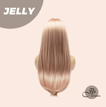 JBEXTENSION 24 Inches Long Straight Pink Wig with Bangs JELLY