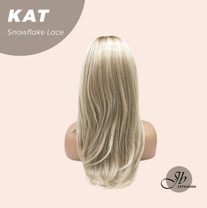 JBEXTENSION 20 Inches Mix Blonde Long Pre-Cut Arc Snowflake Lace Frontlace Glueless Wig KAT【BENDY EAR TABS】