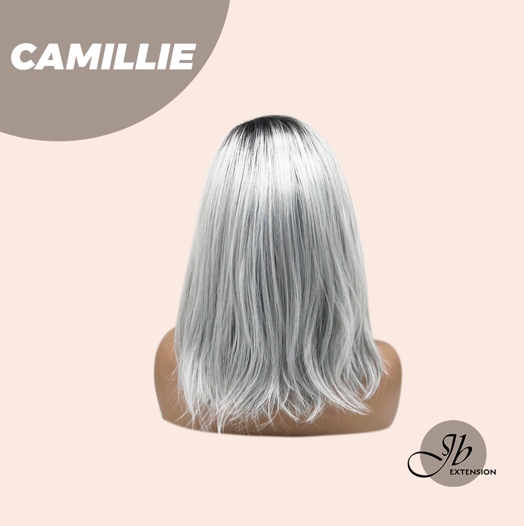 [FINAL SALE] JBEXTENSION 14 Inches Grey Silver with Dark Root Women Fashion Full Machine Wig CAMILLIE【PLUS PERMATEASE】【BENDY EAR TABS】