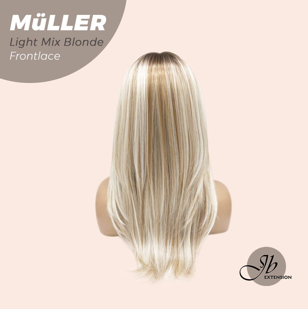 JBEXTENSION 22 Inches Light Mix Blonde Pre-Cut Frontlace Glueless Wig MüLLER LIGHT MIX BLONDE
