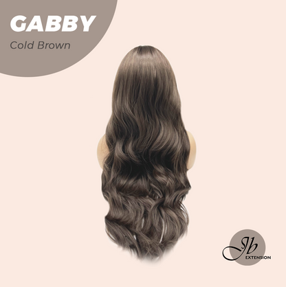 JBEXTENSION 27 Inches Long Curly Cold Brown Wig With Bangs GABBY COLD BROWN