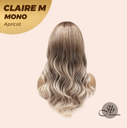 JBEXTENSION CLAIRE MONO Partial Monofilament Wig 22 Inches Apricot Curly Partial Mono Lace Glueless Wig CLAIRE MONO APRICOT【BENDY EAR TABS】