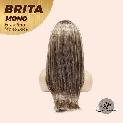 JBEXTENSION BRITA MONO Monofilament Handmade Wig 6X5 Full Monofilament Hand Tied Top Wig 22 Inches Hazelnut Mono Lace Wig Glueless Wig BRITA MONO - HAZELNUT【BENDY EAR TABS】