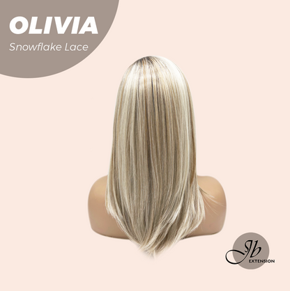 JBEXTENSION 17 Inches Mix Blonde Pre-Cut Side Part Snowflake Lace Frontlace Glueless Wig OLIVIA SNOWFLAKE【BENDY EAR TABS】