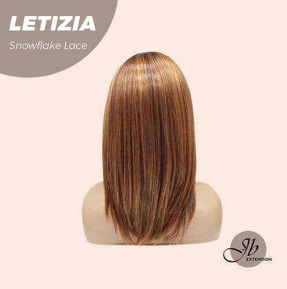 JBEXTENSION 16 Inches Copper with Dark Root Pre-Cut Arc Snowflake Lace Frontlace Glueless Wig LETIZIA【BENDY EAR TABS】
