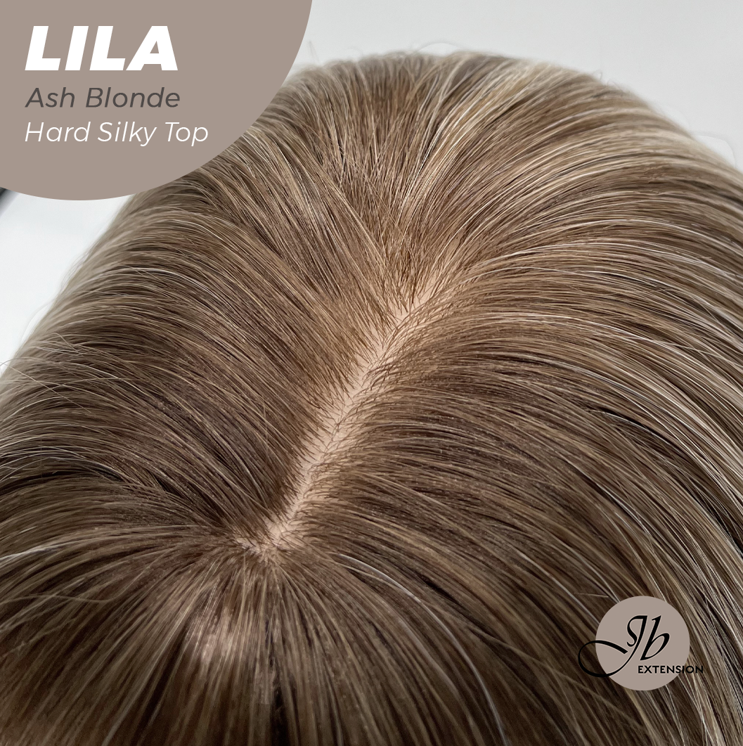 JBEXTENSION 20 Inches Scalpiana Ash Blonde Wolf Cut 3.5X4 Hard Silky Top Natural Scalp Effect Wig with Bangs LILA ASH BLONDE