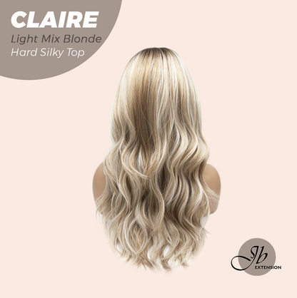 JBEXTENSION 22 Inches Scalpiana Light Mix Blonde 3.5X4 Hard Silky Top Natural Scalp Effect Women Wig with Bangs CLAIRE SILKY TOP - LIGHT MIX BLONDE