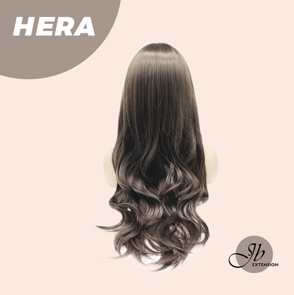 JBEXTENSION 28 Inches Long Wave Cold Brown Wig with Bangs HERA