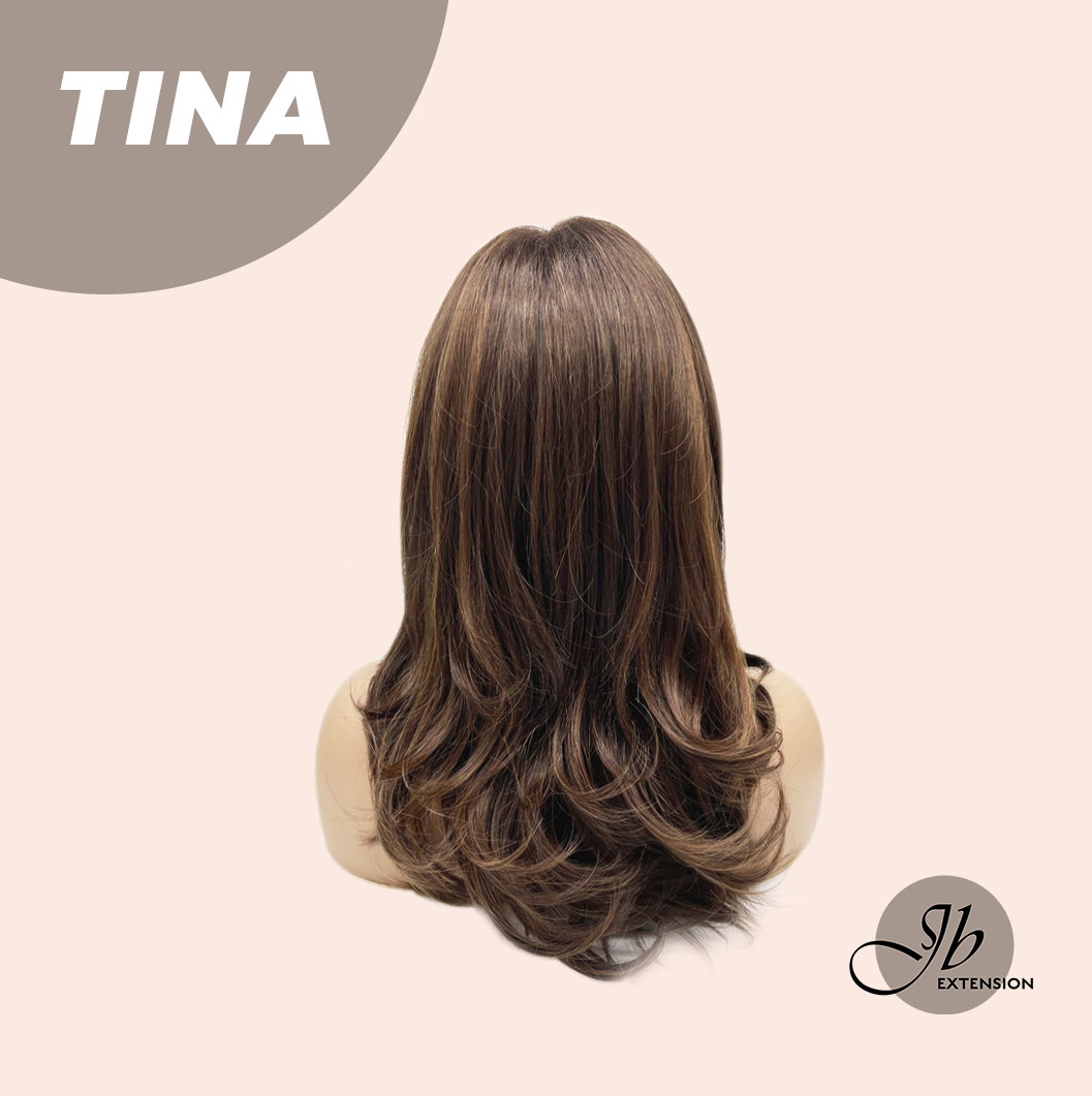 [FINAL SALE] JBEXTENSION 18 Inches Brown Mocha Curly Women Fashion Full Machine Wig TINA【PLUS PERMATEASE】【BENDY EAR TABS】