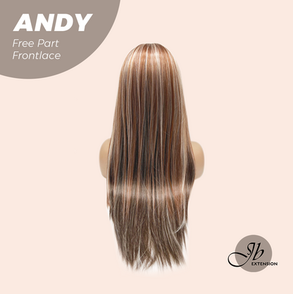 [FINAL SALE] JBEXTENSION 27 Inches Long Straight Bronze Pre-Cut Free Part Frontlace Glueless Wig ANDY
