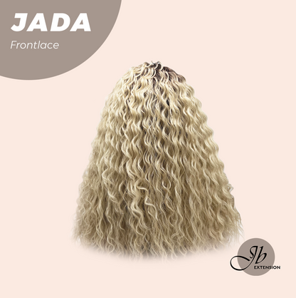 JBEXTENSION 18 Inches Deep Curly Blonde Pre-Cut Side Part Frontlace Glueless Black Sapphire Wig JADA【BENDY EAR TABS】