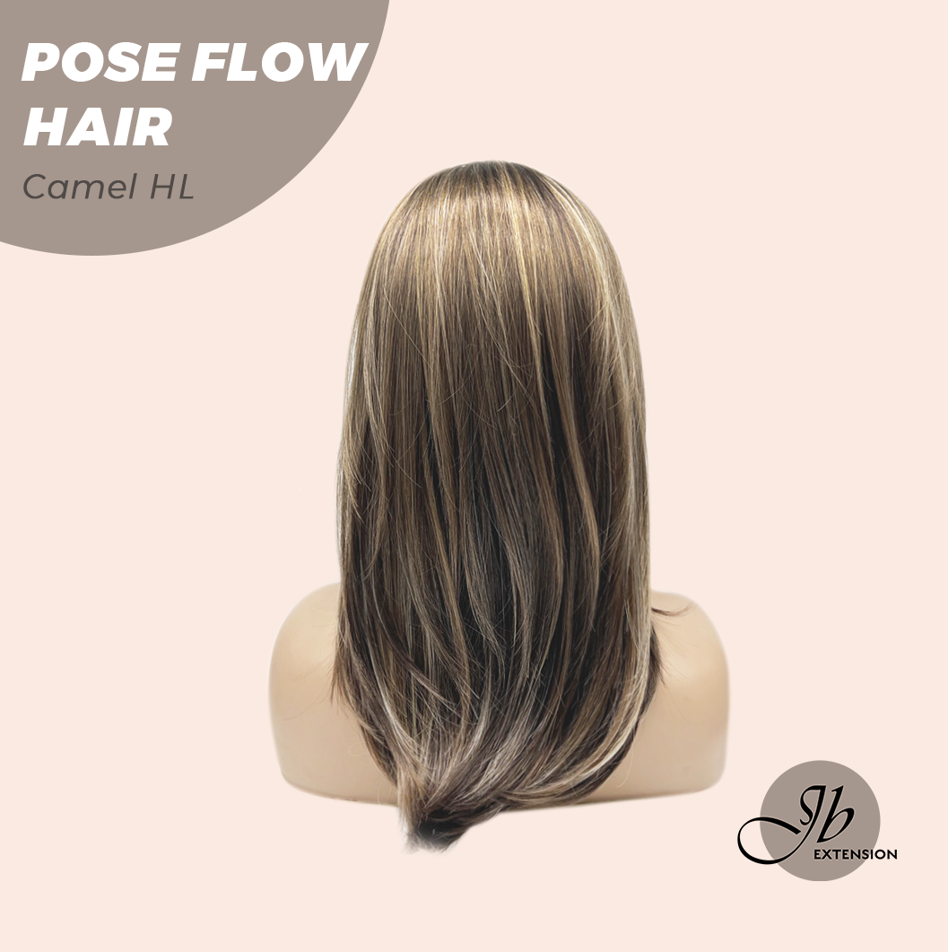 JBEXTENSION 18 Inches Camel Highlight Headband Wig POSE FLOW HAIR - CAMEL HIGHLIGHT