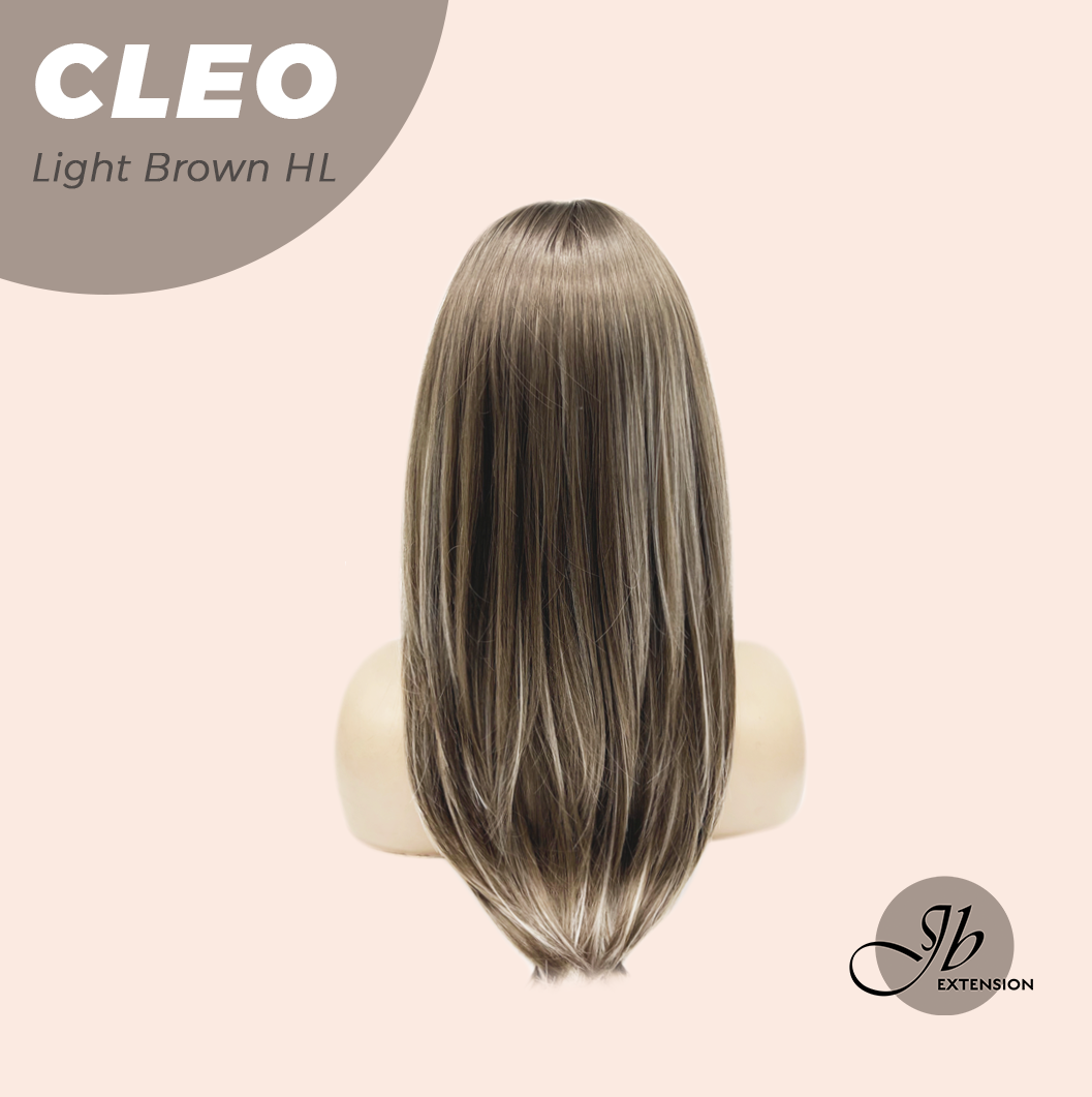 JBEXTENSION 20 Inches Light Brown Highlight Wig with Bangs CLEO LIGHT BROWN HIGHLIGHT
