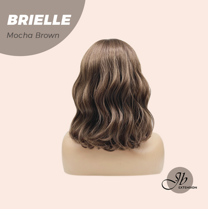 JBEXTENSION 12 Inches Bob Mocha Brown Wavy Wig with Bangs BRIELLE MOCHA BROWN