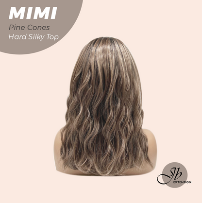 JBEXTENSION 16 Inches Scalpiana 3.5X4 Hard Silky Top Natural Scalp Effect Pine Cones Body Wave Wig with Bangs Wig MIMI SILK TOP - PINE CONES