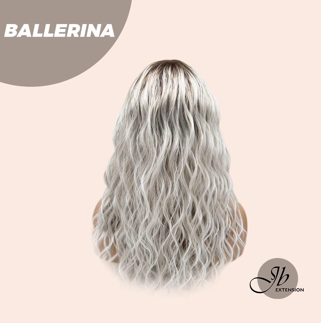 [FINAL SALE] JBEXTENSION 18 Inches Wave Silver Wig with Dark Root Women Fashion Full Machine Wig BALLERINA【PLUS PERMATEASE】【BENDY EAR TABS】