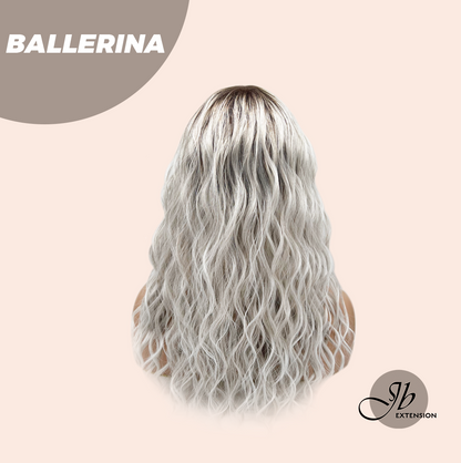 [FINAL SALE] JBEXTENSION 18 Inches Wave Silver Wig with Dark Root Women Fashion Full Machine Wig BALLERINA【PLUS PERMATEASE】【BENDY EAR TABS】