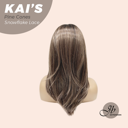 JBEXTENSION 18 Inches Pine Cones Pre-Cut Snowflake Lace Frontlace Glueless Wig KAI'S PINE CONES【PERMATEASE】【BENDY EAR TABS】- S/M