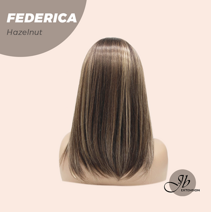 JBEXTENSION 16 Inches Short Bob Cut Hazelnut Wig with Bangs FEDERICA HAZELNUT