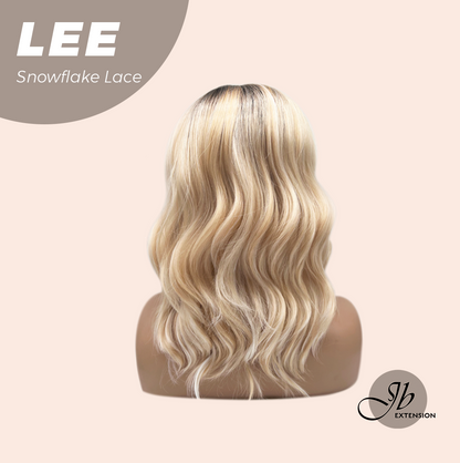 JBEXTENSION 14 Inches Wave Light Peach Pre-Cut Side Part Snowflake Lace Frontlace Glueless Wig LEE【BENDY EAR TABS】