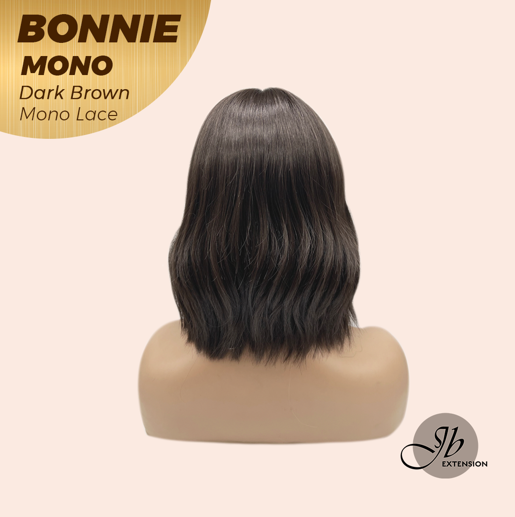 JBEXTENSION BONNIE MONO Full Monofilament Handmade Full Lace Full Hand Tied Wig 12 Inches Dark Brown Mono Lace Handmade Futura Fiber Glueless Wig BONNIE MONO DARK BROWN【BENDY EAR TABS】