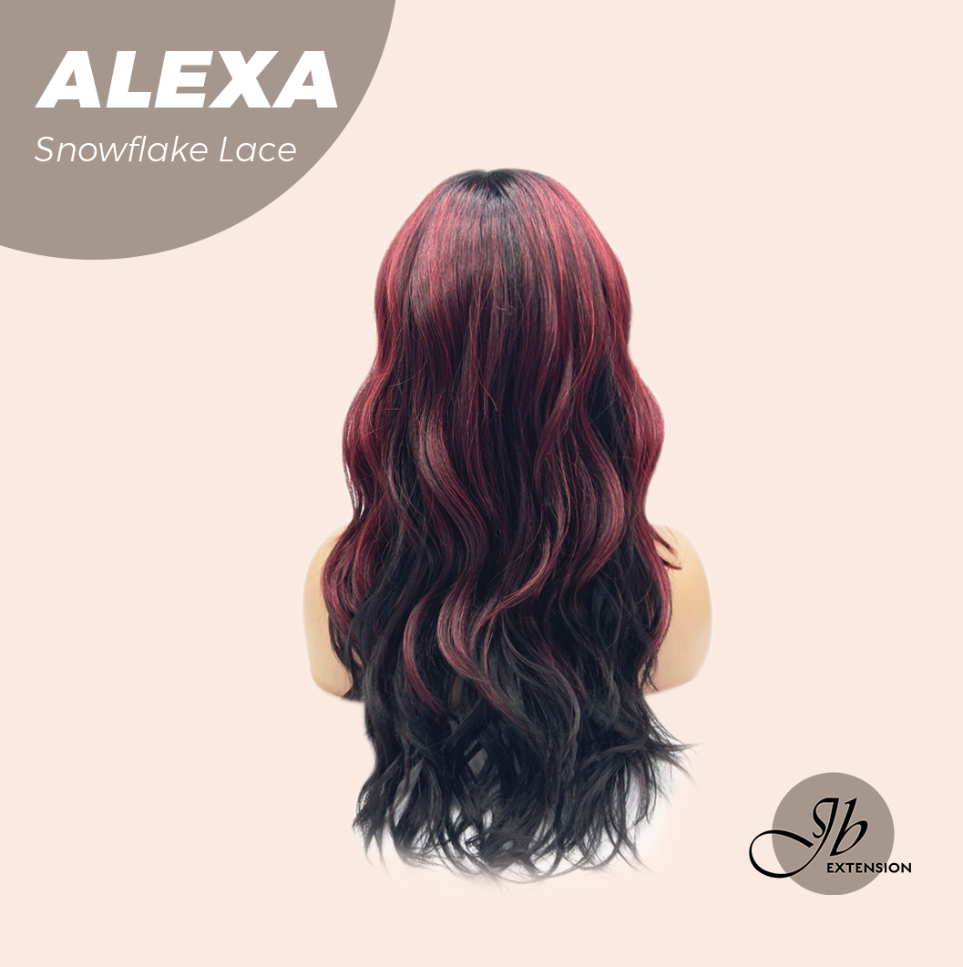 JBEXTENSION 20 Inches Curly Black Red Pre-Cut Arc Snowflake Lace Frontlace Glueless Black Sapphire Wig ALEXA【BENDY EAR TABS】