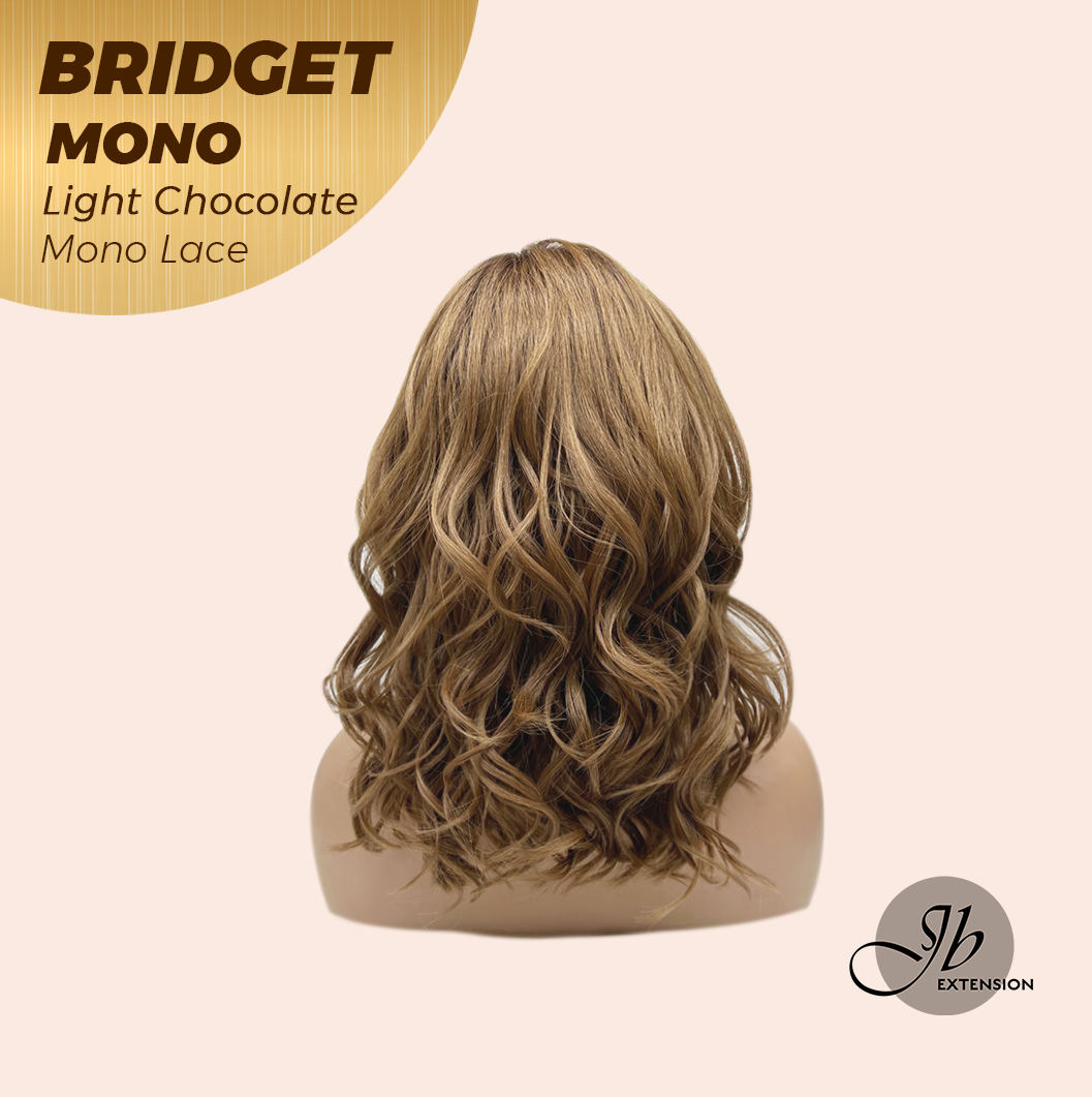 JBEXTENSION BRIDGET MONO Monofilament Handmade Wig 6X5 Full Monofilament Hand Tied Top Wig 15 Inches Light Chocolate Mono Lace Wig With Anti-slip Silicone Strips Glueless Wig BRIDGET MONO LIGHT CHOCOLATE【BENDY EAR TABS】