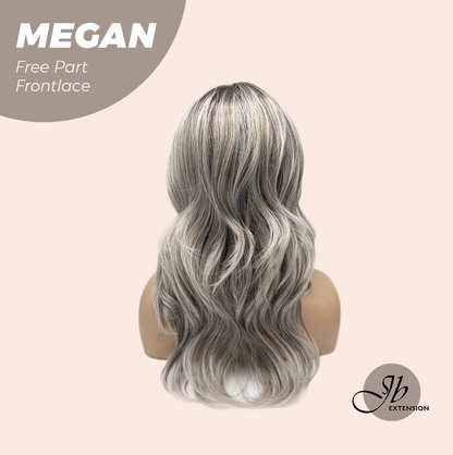JBEXTENSION 20 Inches Mix Grey Curly Fiber X, Tangle Less Pre-Cut Free Part Frontlace Glueless Wig MEGAN【FIBER X】