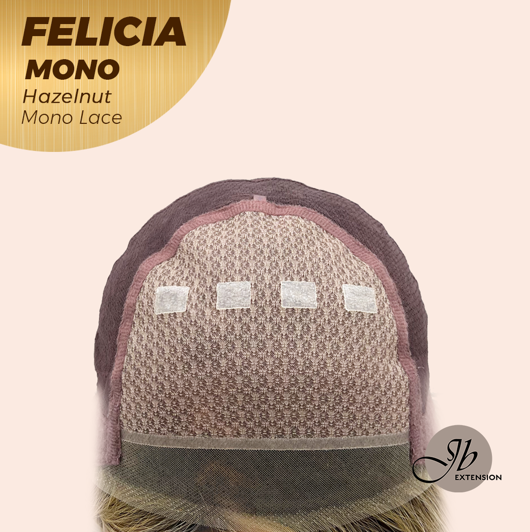 JBEXTENSION FELICIA MONO Full Monofilament Handmade Full Lace Full Hand Tied Wig 11 Inches Hazelnut Mono Lace Handmade Futura Fiber Wig with Anti-slip Silicone Strips Glueless Wig FELICIA MONO - HAZELNUT【BENDY EAR TABS】